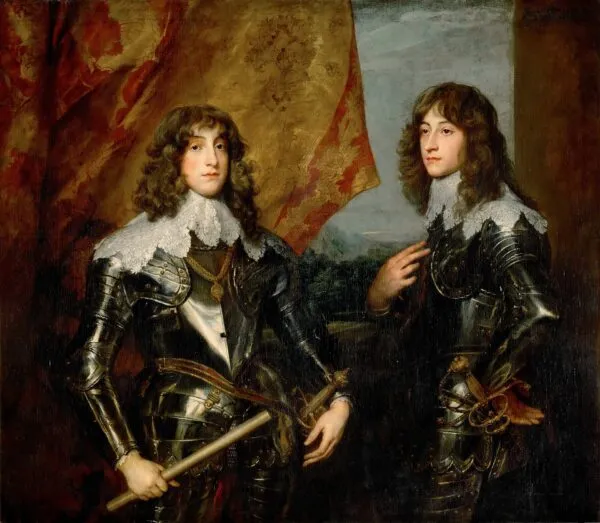 Portrait of Charles Louis Elector Palatine (1617-1680) and his brother, Rupert of the Palatinate (1619-1682) (1637) by Anthony van Dyck — original painting reproduced as a hand-painted oil on canvas