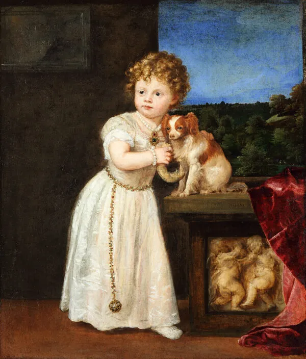 Portrait of Clarissa Strozzi (1542) by Titian — original painting reproduced as a hand-painted oil on canvas