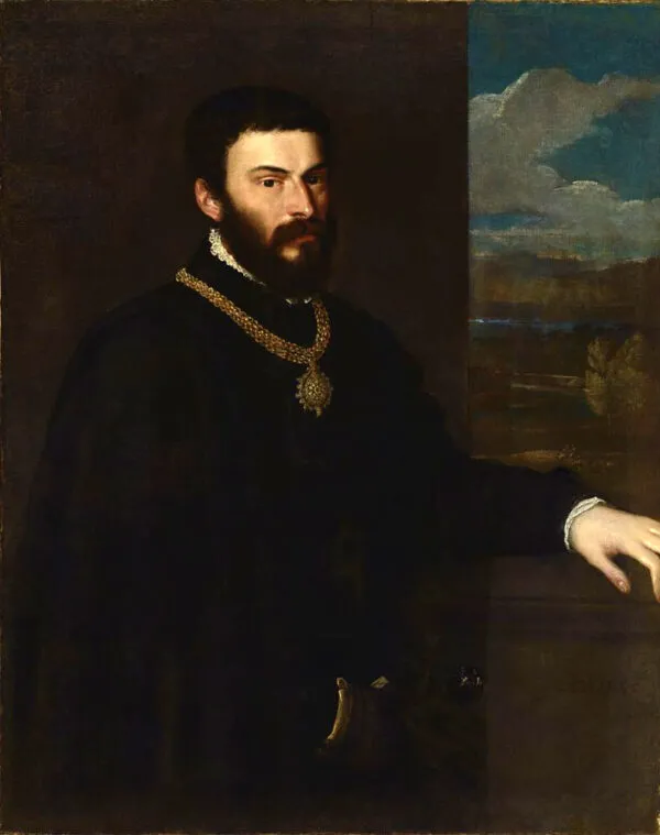 Portrait of Count Antonio Porcia and Brugnera (1537) by Titian — original painting reproduced as a hand-painted oil on canvas
