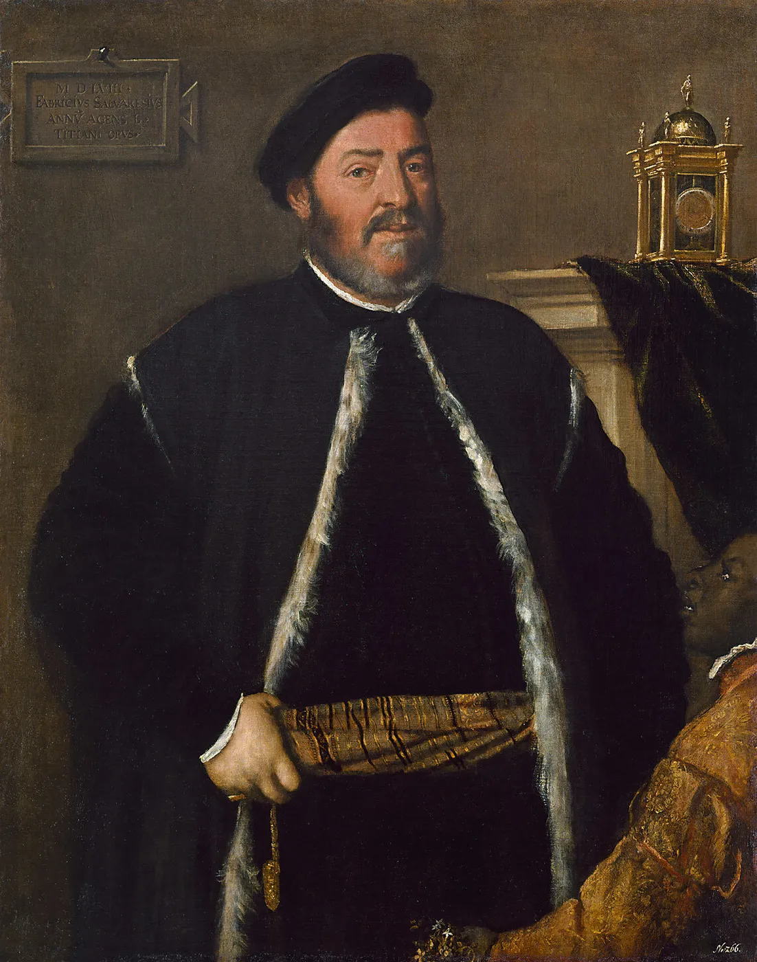 Portrait of Fabrizio Salvaresio (1558) by Titian — original painting reproduced as a hand-painted oil on canvas