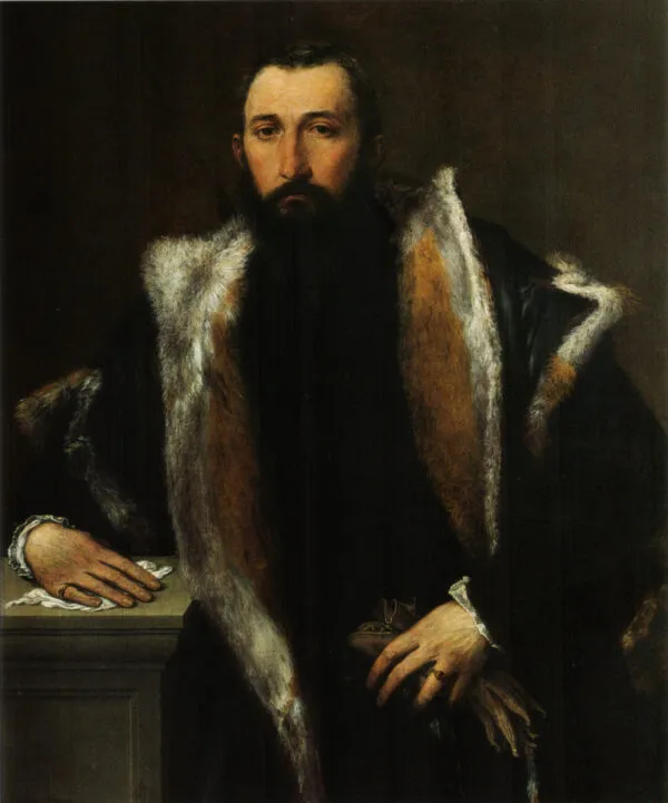 Portrait of Febo da Brescia (1543) by Lorenzo Lotto — original painting reproduced as a hand-painted oil on canvas