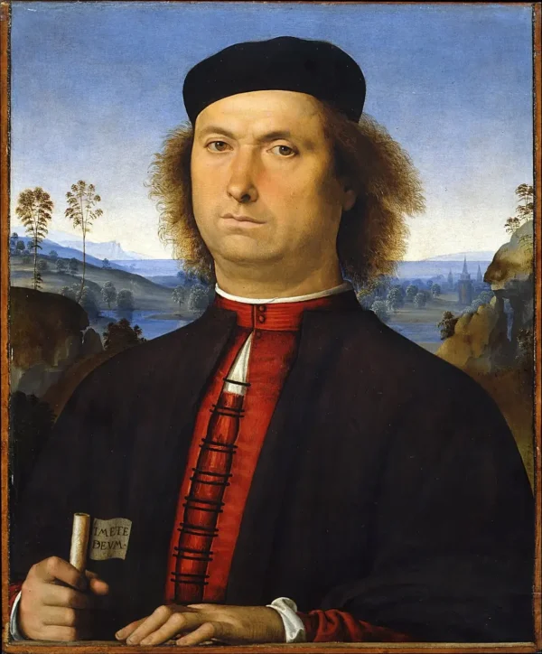 Portrait of Francesco delle Opere (1494) by Pietro Perugino — original painting reproduced as a hand-painted oil on canvas