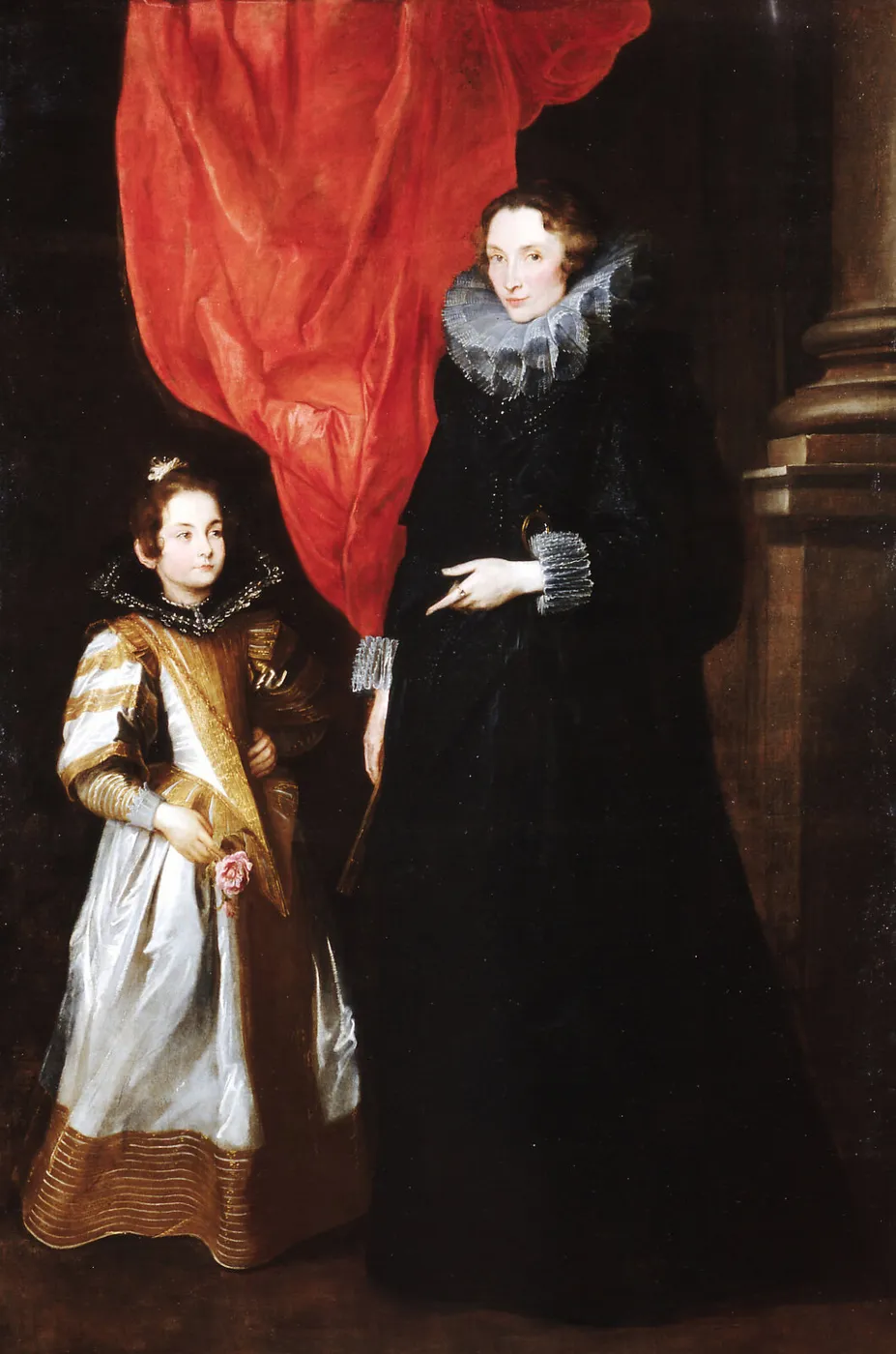 Portrait of Geronima Sale Brignole with her daughter Maria Aurelia (1627) by Anthony van Dyck — original painting reproduced as a hand-painted oil on canvas