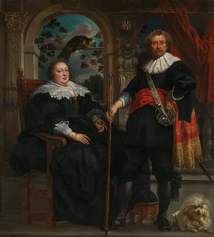 Portrait of Govaert van Surpele (?) and his Wife (1637) by Jacob Jordaens — original painting reproduced as a hand-painted oil on canvas