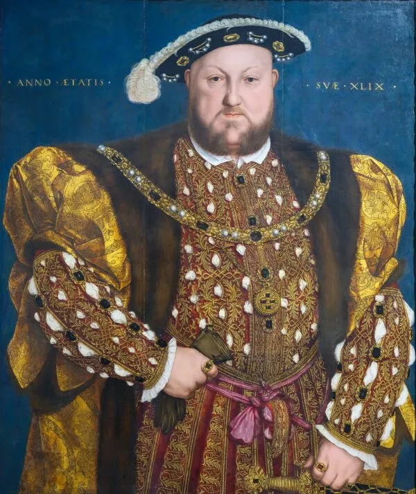 Portrait of Henry VIII of England (1540) by Hans Holbein the Younger — original painting reproduced as a hand-painted oil on canvas