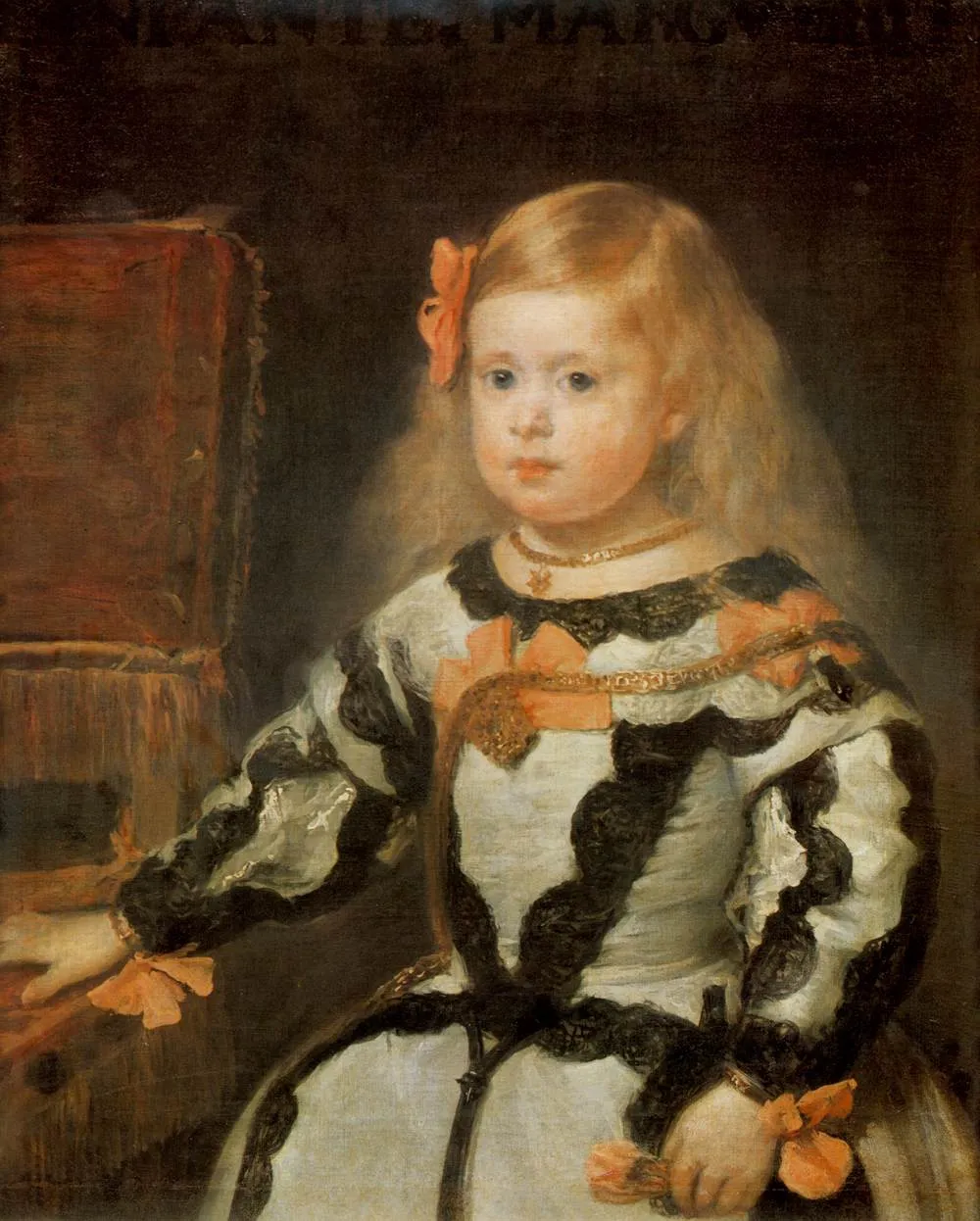 Portrait of Infanta Margarita Teresa (1653) by Diego Velázquez — original painting reproduced as a hand-painted oil on canvas