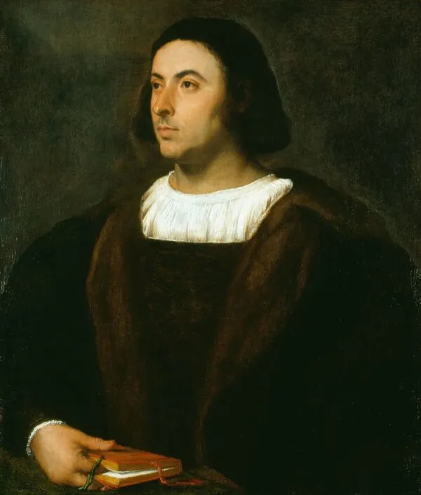 Portrait of Jacopo Sannazaro (1516) by Titian — original painting reproduced as a hand-painted oil on canvas