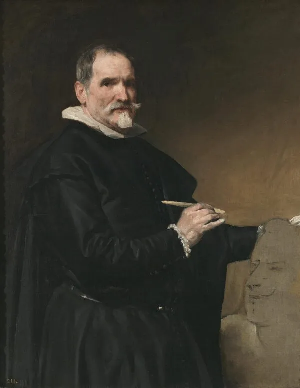 Portrait of Juan Martínez Montañés (1635) by Diego Velázquez — original painting reproduced as a hand-painted oil on canvas