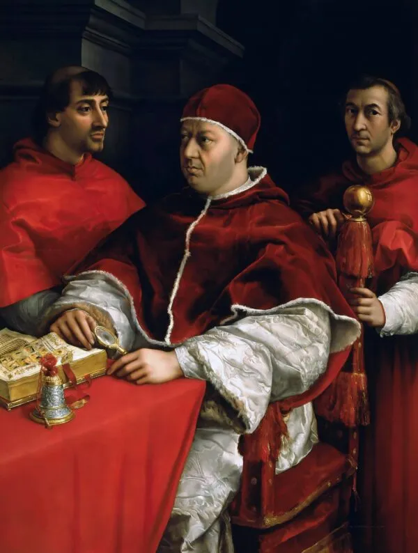 Portrait of Leo X (1518) by Raphael — original painting reproduced as a hand-painted oil on canvas