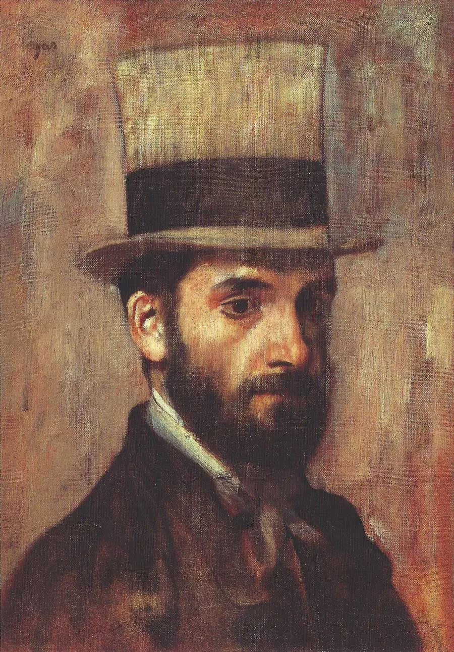 Portrait of Léon Bonnat (1863) by Edgar Degas — original painting reproduced as a hand-painted oil on canvas