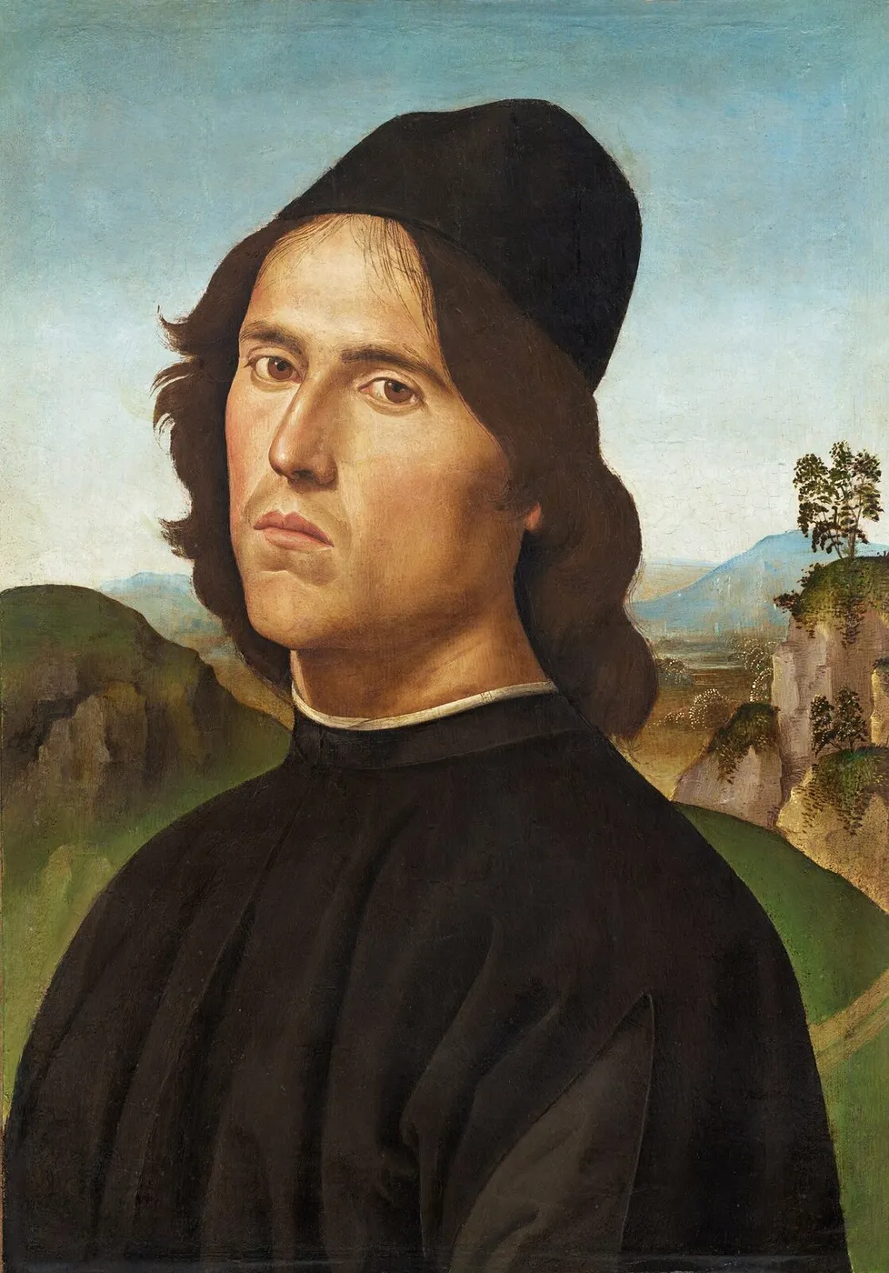 Portrait of Lorenzo di Credi (1488) by Pietro Perugino — original painting reproduced as a hand-painted oil on canvas