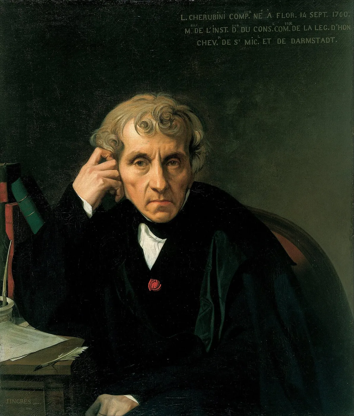 Portrait of Luigi Cherubini (1841) by Jean-Auguste-Dominique Ingres — original painting reproduced as a hand-painted oil on canvas