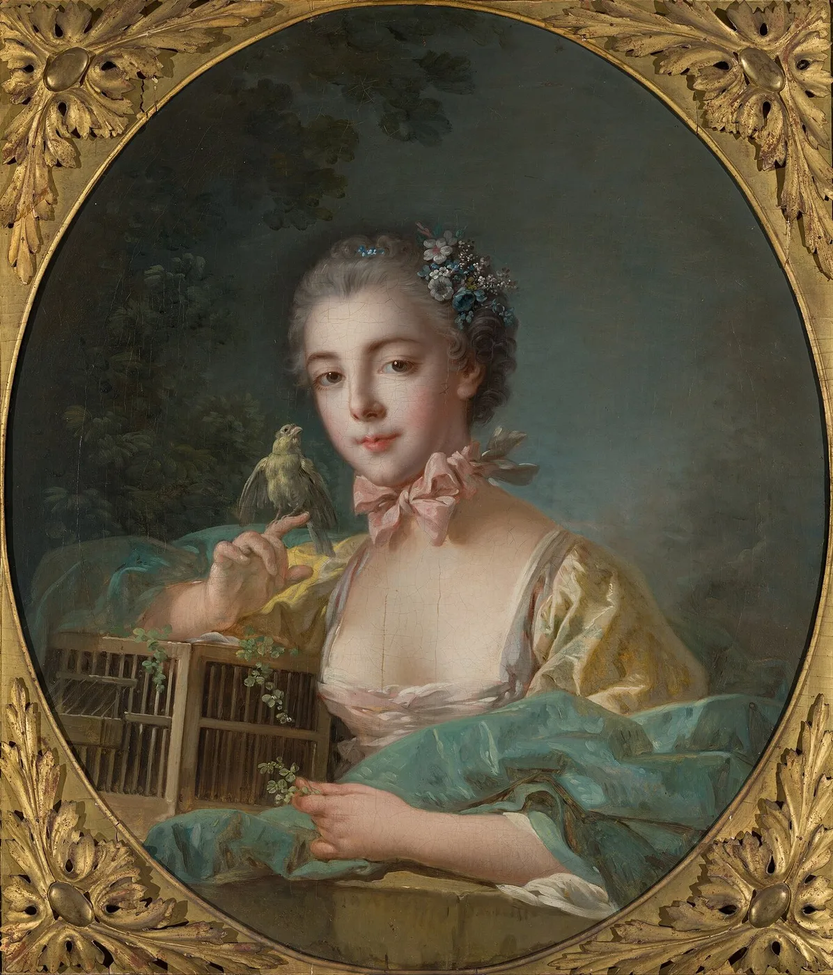 Portrait of madame Baudouin, the artist's daughter (1758) by François Boucher — original painting reproduced as a hand-painted oil on canvas