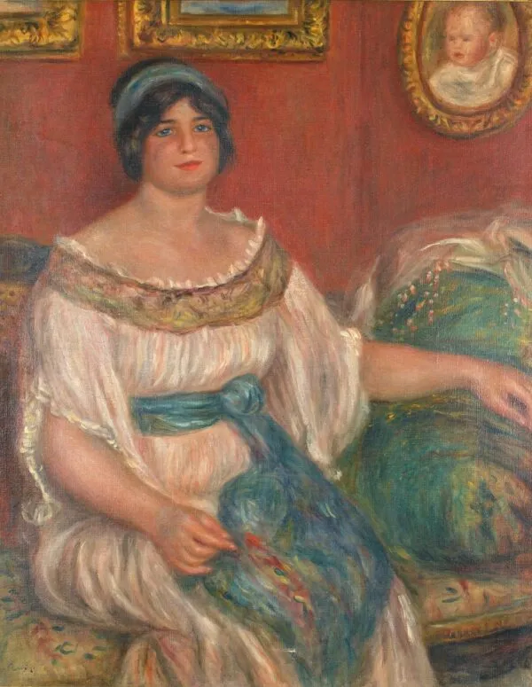 Portrait of Madame Colonna Romano (1910) by Pierre-Auguste Renoir — original painting reproduced as a hand-painted oil on canvas