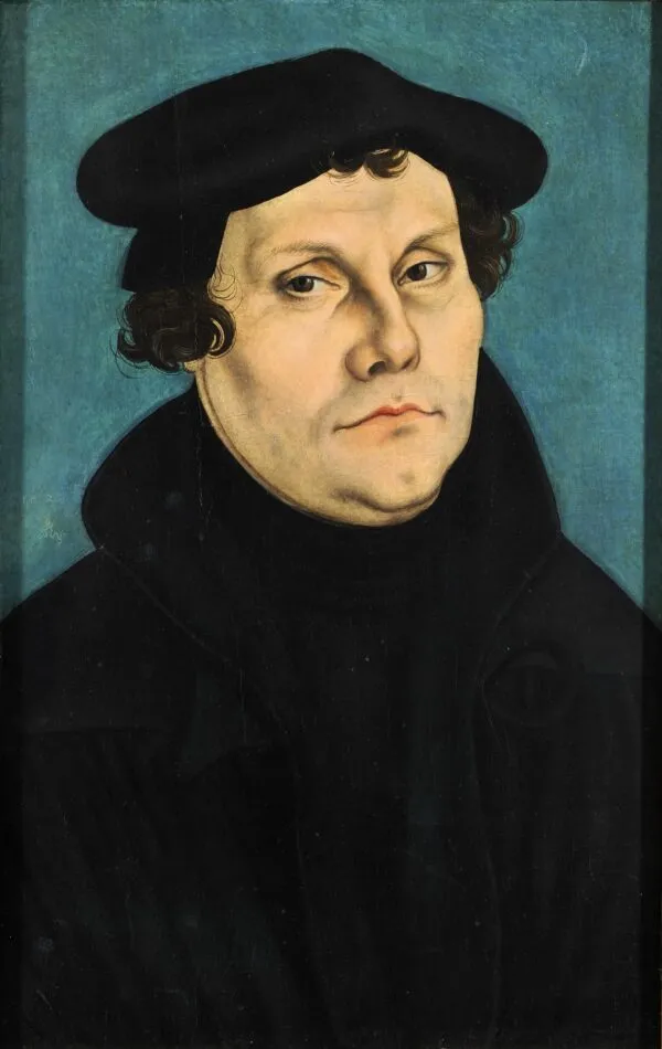 Portrait of Martin Luther (1528) by Lucas Cranach the Elder — original painting reproduced as a hand-painted oil on canvas