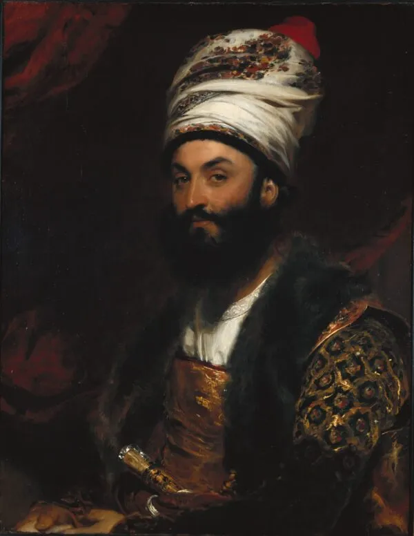 portrait of Mirza Abu'l Hassan Khan (1810) by Thomas Lawrence — original painting reproduced as a hand-painted oil on canvas