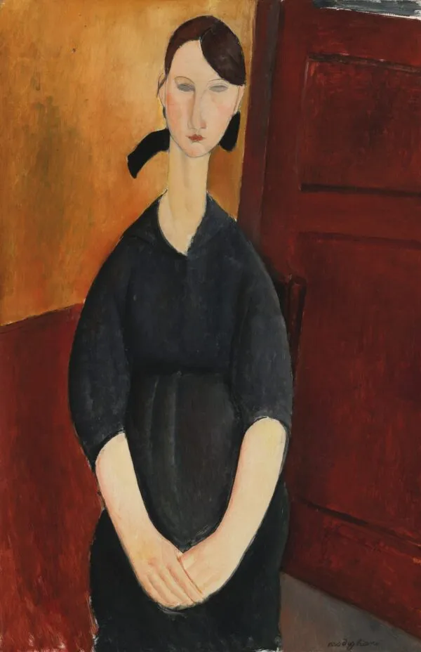 Portrait of Paulette Jourdain (1919) by Amedeo Modigliani — original painting reproduced as a hand-painted oil on canvas