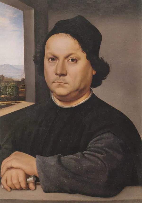 Portrait of Perugino (1504) by Raphael — original painting reproduced as a hand-painted oil on canvas