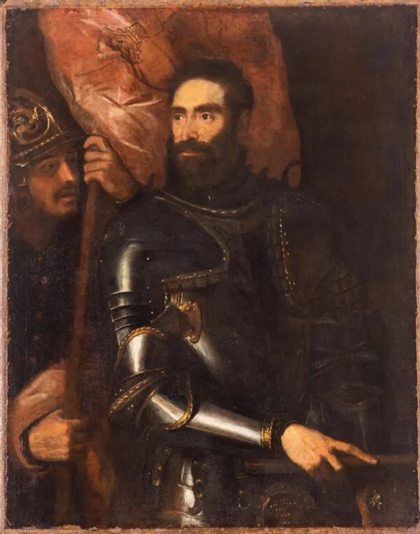 Portrait of Pier Luigi Farnese (1546) by Titian — original painting reproduced as a hand-painted oil on canvas