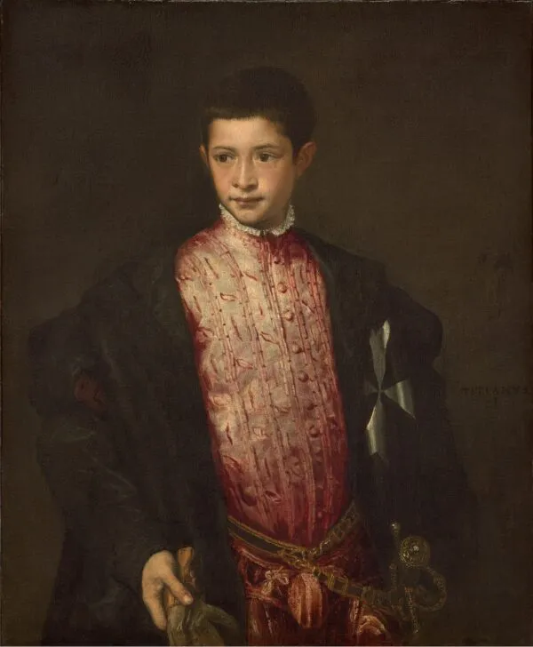 Portrait of Ranuccio Farnese (1541) by Titian — original painting reproduced as a hand-painted oil on canvas