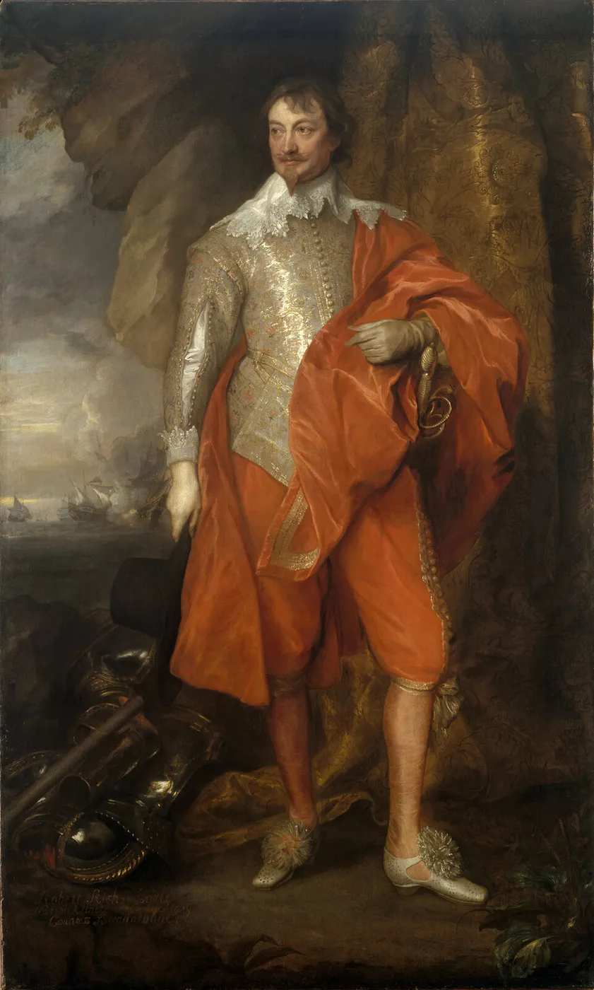 Portrait of Robert Rich, second earl of Warwick (1634) by Anthony van Dyck — original painting reproduced as a hand-painted oil on canvas