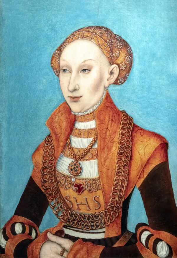Portrait  of Sibylle of Cleves (1535) by Lucas Cranach the Elder — original painting reproduced as a hand-painted oil on canvas