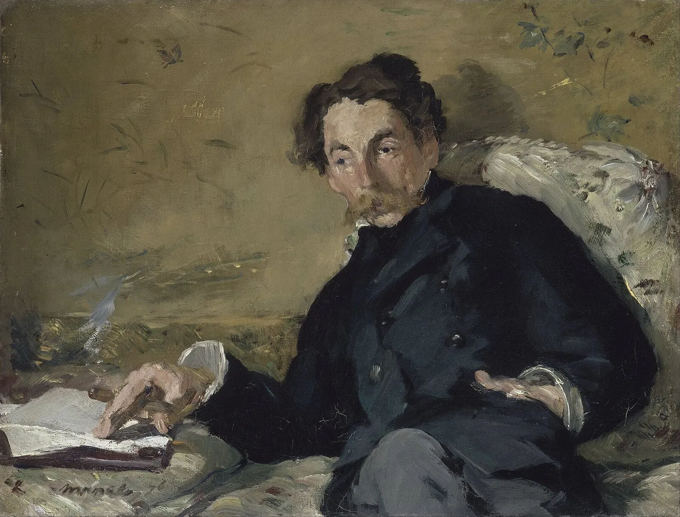 Portrait of Stéphane Mallarmé (1876) by Édouard Manet — original painting reproduced as a hand-painted oil on canvas