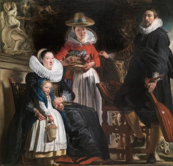 Portrait of the artist with his family (1621) by Jacob Jordaens — original painting reproduced as a hand-painted oil on canvas
