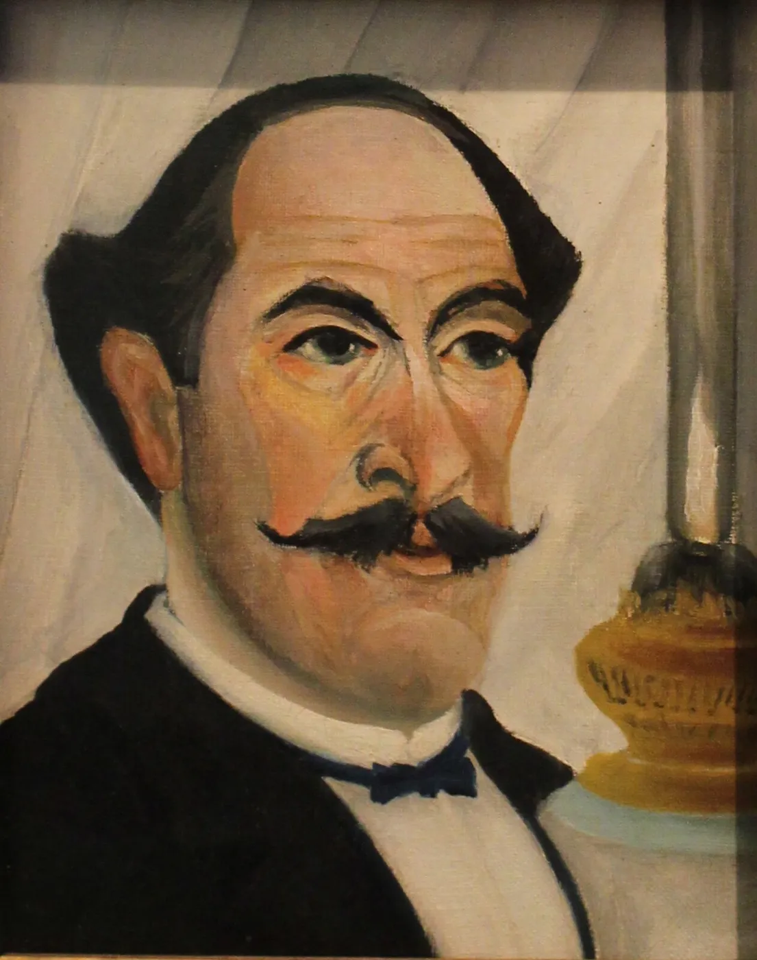 Portrait of the artist with oil lamp (1902) by Henri Rousseau — original painting reproduced as a hand-painted oil on canvas