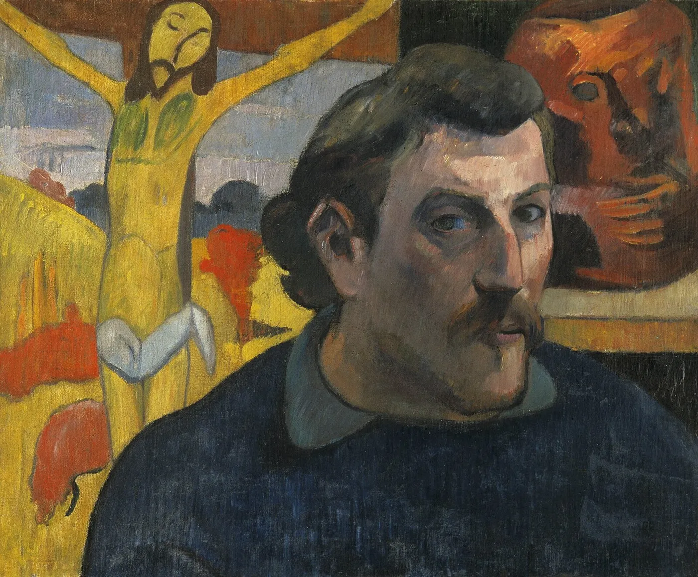 Portrait of the Artist with the Yellow Christ (1890) by Paul Gauguin — original painting reproduced as a hand-painted oil on canvas