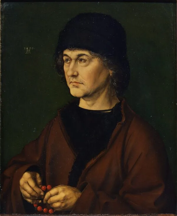 Portrait of the artist's father (1490) by Albrecht Dürer — original painting reproduced as a hand-painted oil on canvas
