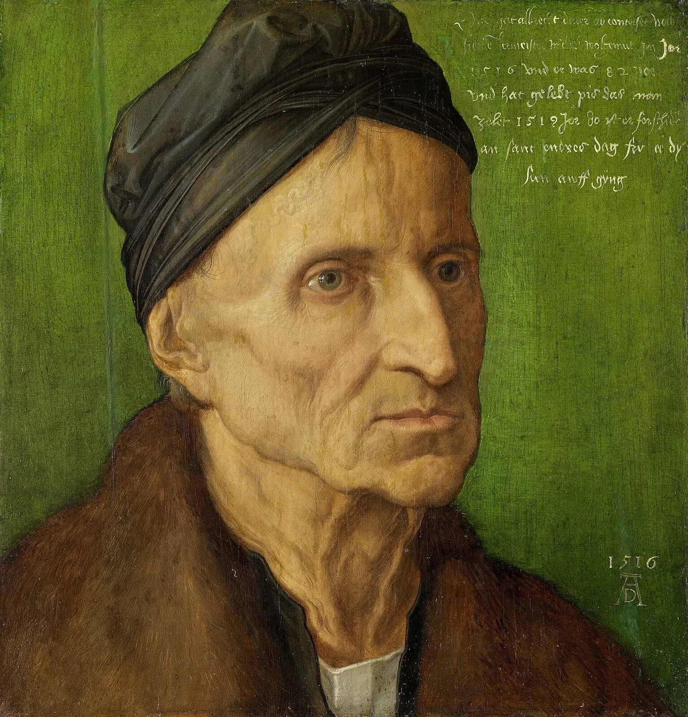 Portrait of the Nuremberg Painter Michael Wolgemut (1516) by Albrecht Dürer — original painting reproduced as a hand-painted oil on canvas