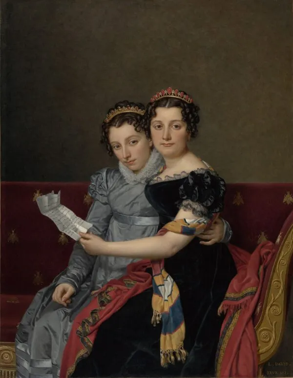 Portrait of the Sisters Zénaïde and Charlotte Bonaparte (1821) by Jacques-Louis David — original painting reproduced as a hand-painted oil on canvas
