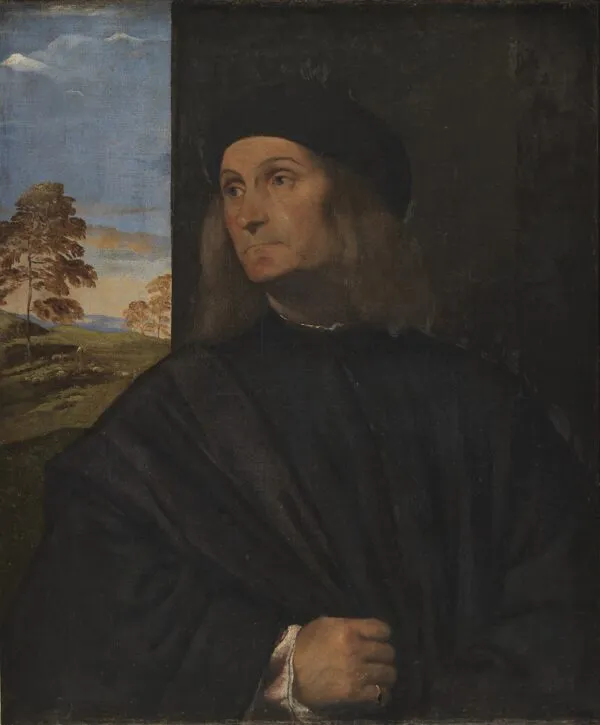 Portrait of the Venetian Painter Giovanni Bellini (?) (1511) by Titian — original painting reproduced as a hand-painted oil on canvas