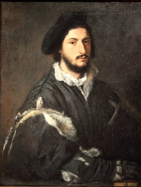 Portrait of Vincenzo Mosti (1520) by Titian — original painting reproduced as a hand-painted oil on canvas