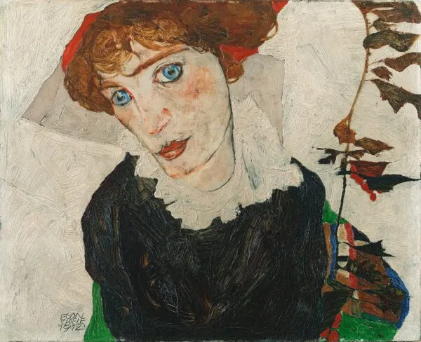 Portrait of Wally (1912) by Egon Schiele — original painting reproduced as a hand-painted oil on canvas