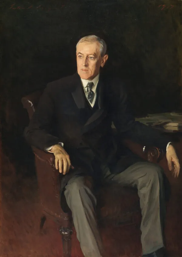 Portrait of Woodrow Wilson (1856-1924), American President (1917) by John Singer Sargent — original painting reproduced as a hand-painted oil on canvas