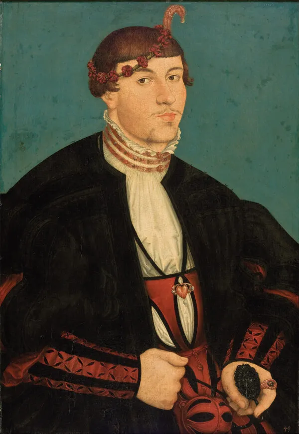 Portrait of young aristocrat of the Rava family (1539) by Lucas Cranach the Elder — original painting reproduced as a hand-painted oil on canvas