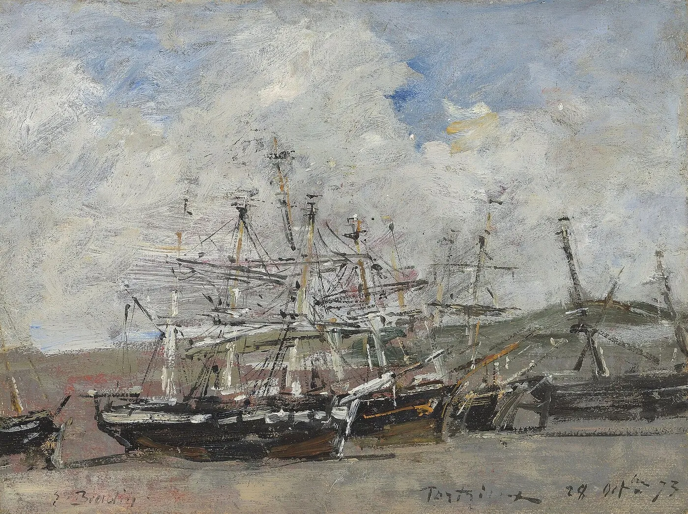 Portrieux. Le port à marée basse — Eugène Louis Boudin