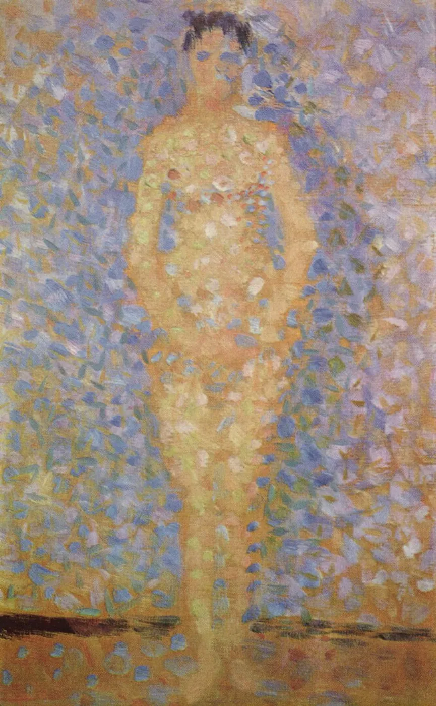 Poseuse debout, de face, étude pour Les Poseuses (1886) by Georges Seurat — original painting reproduced as a hand-painted oil on canvas