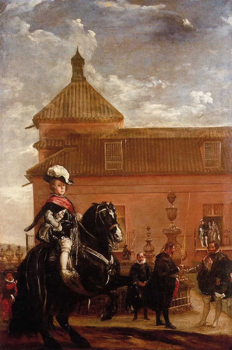 Prince Baltasar Carlos in the Riding School (1636) by Diego Velázquez — original painting reproduced as a hand-painted oil on canvas