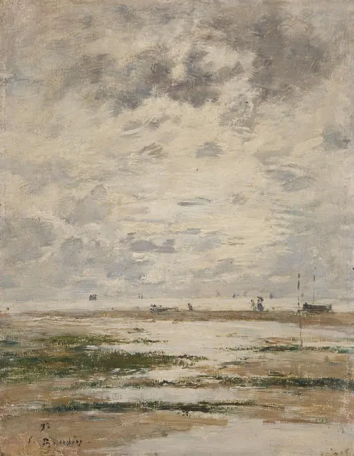 Promeneuses à marée basse (1872) by Eugène Louis Boudin — original painting reproduced as a hand-painted oil on canvas