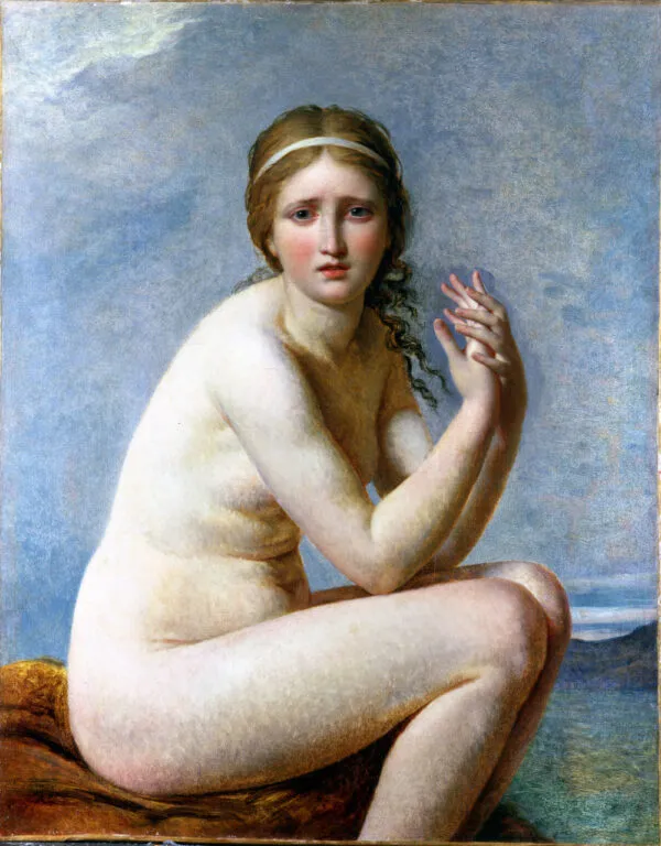 Psyche Abandoned (1795) by Jacques-Louis David — original painting reproduced as a hand-painted oil on canvas