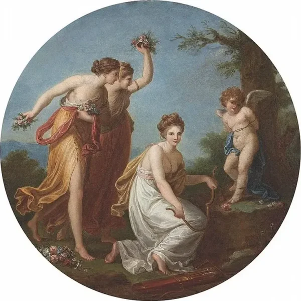 Punishment of Cupid (1777) by Angelica Kauffmann — original painting reproduced as a hand-painted oil on canvas