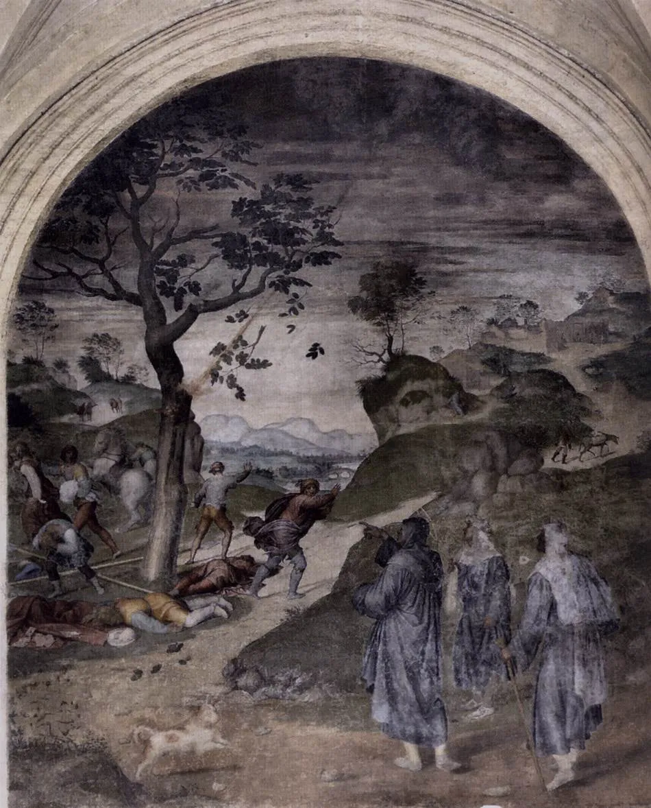 Punishment of the Gamblers (1510) by Andrea del Sarto — original painting reproduced as a hand-painted oil on canvas