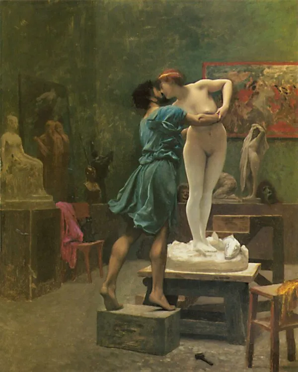 Pygmalion and Galatea (1890) by Jean-Léon Gérôme — original painting reproduced as a hand-painted oil on canvas