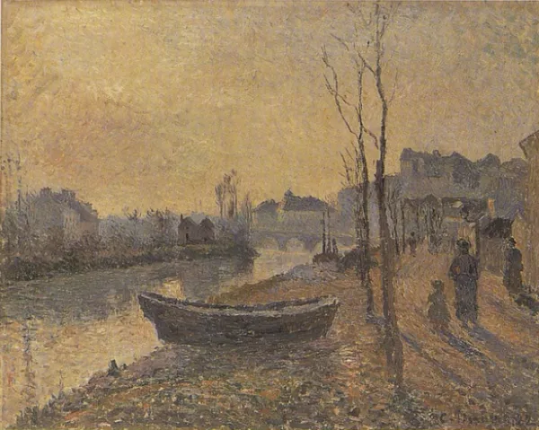 Quai du Pothuis, bords de l'Oise (1882) by Camille Pissarro — original painting reproduced as a hand-painted oil on canvas