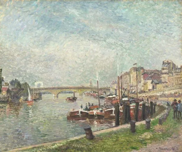 Quai Napoléon, Rouen (1883) by Camille Pissarro — original painting reproduced as a hand-painted oil on canvas