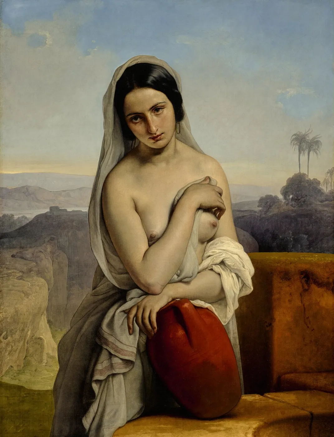 Rebecca at the Well (1831) by Francesco Hayez — original painting reproduced as a hand-painted oil on canvas