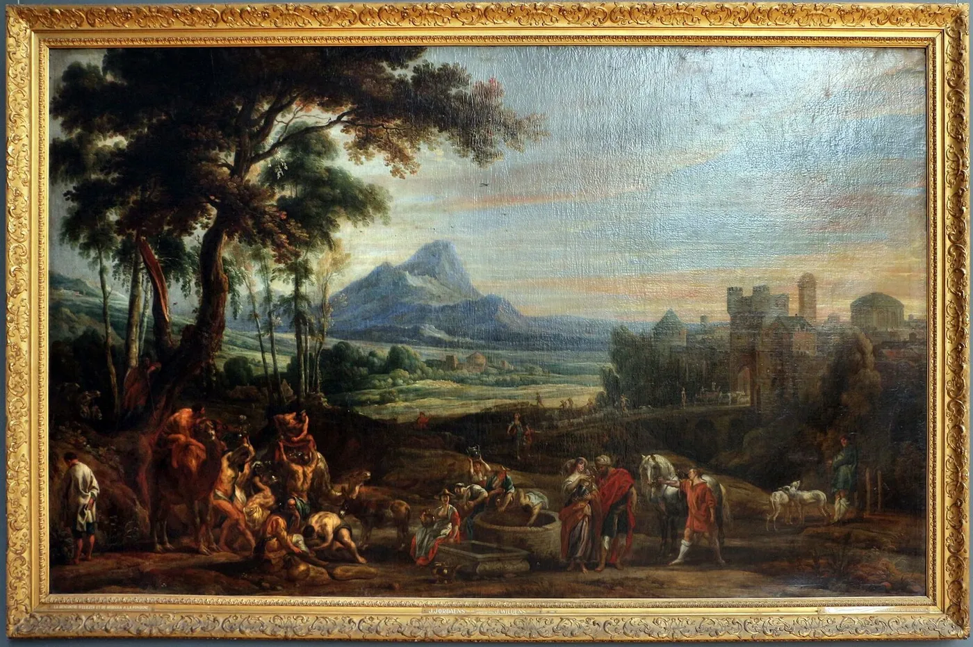 Rebekah and Eliezer at the well (Genesis 24:18-19) (1634) by Jacob Jordaens — original painting reproduced as a hand-painted oil on canvas